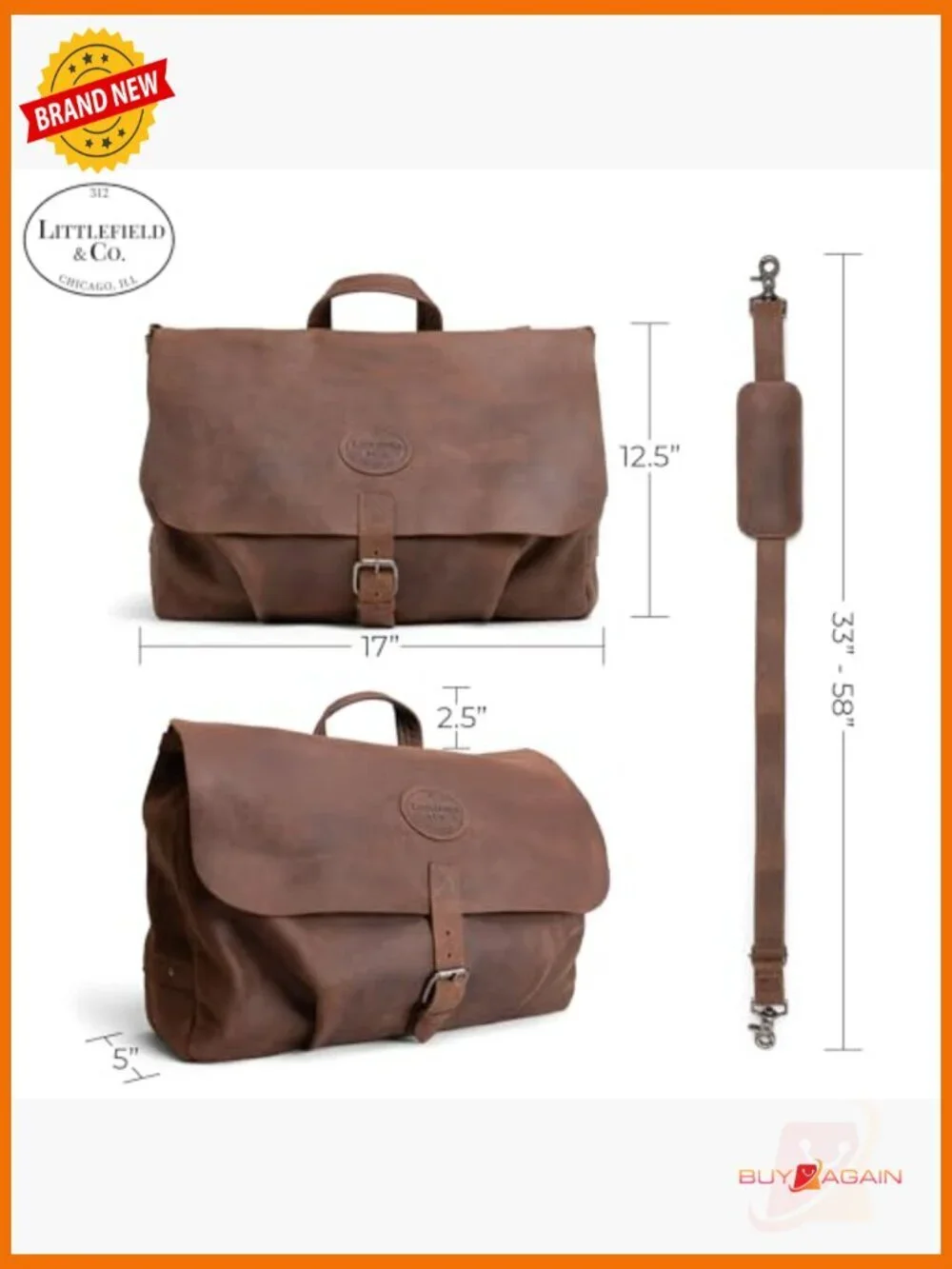 Full Grain Leather Messenger Bag Large Briefcase Crossbody Satchel Handmade